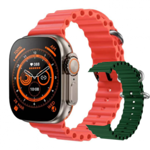 SMARTWATCH ULTRA™ - RELOJ INTELIGENTE - GRATIS AUDÍFONOS Y DOS CORREAS ROJO-VERDE