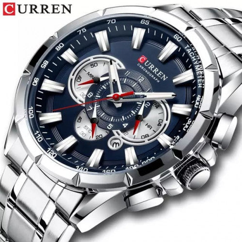 RELOJ CURREN 8363 PLATA FONDO AZUL